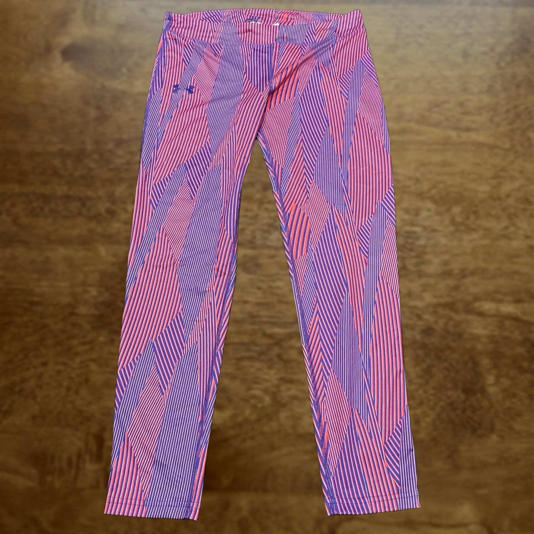 Under Armour Under Armour Leggings Womens XL Ankle 27in Inseam Pink Purple Polyester Skinny Elastic Waist Gym & Training Running & Jogging Athleisure B31 Size 40" / US 18 - 1 Thumbnail