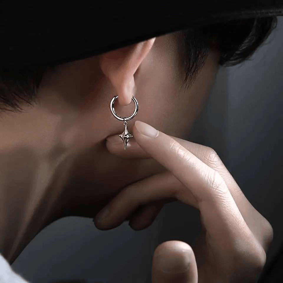 Jewelry Crystal Star Stone Earrings Gothic Punk Chrome Jewelry Spike Size ONE SIZE - 5 Thumbnail