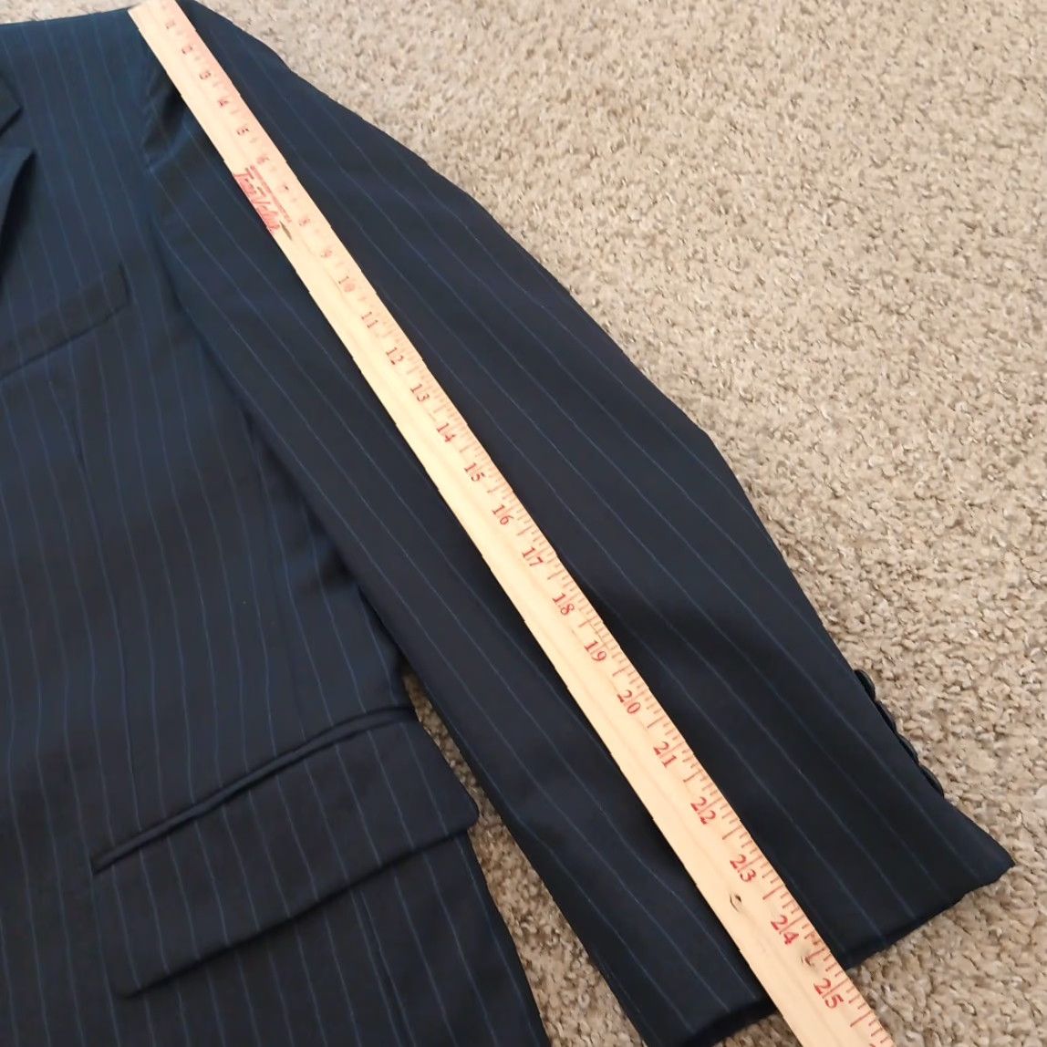Jos. A. Bank Jos. A. Bank Blazer Mens 42 Blue Striped Wool Two Button Single Vent Notch Lapel 2 Piece Regular Mens Size 42R - 3 Thumbnail