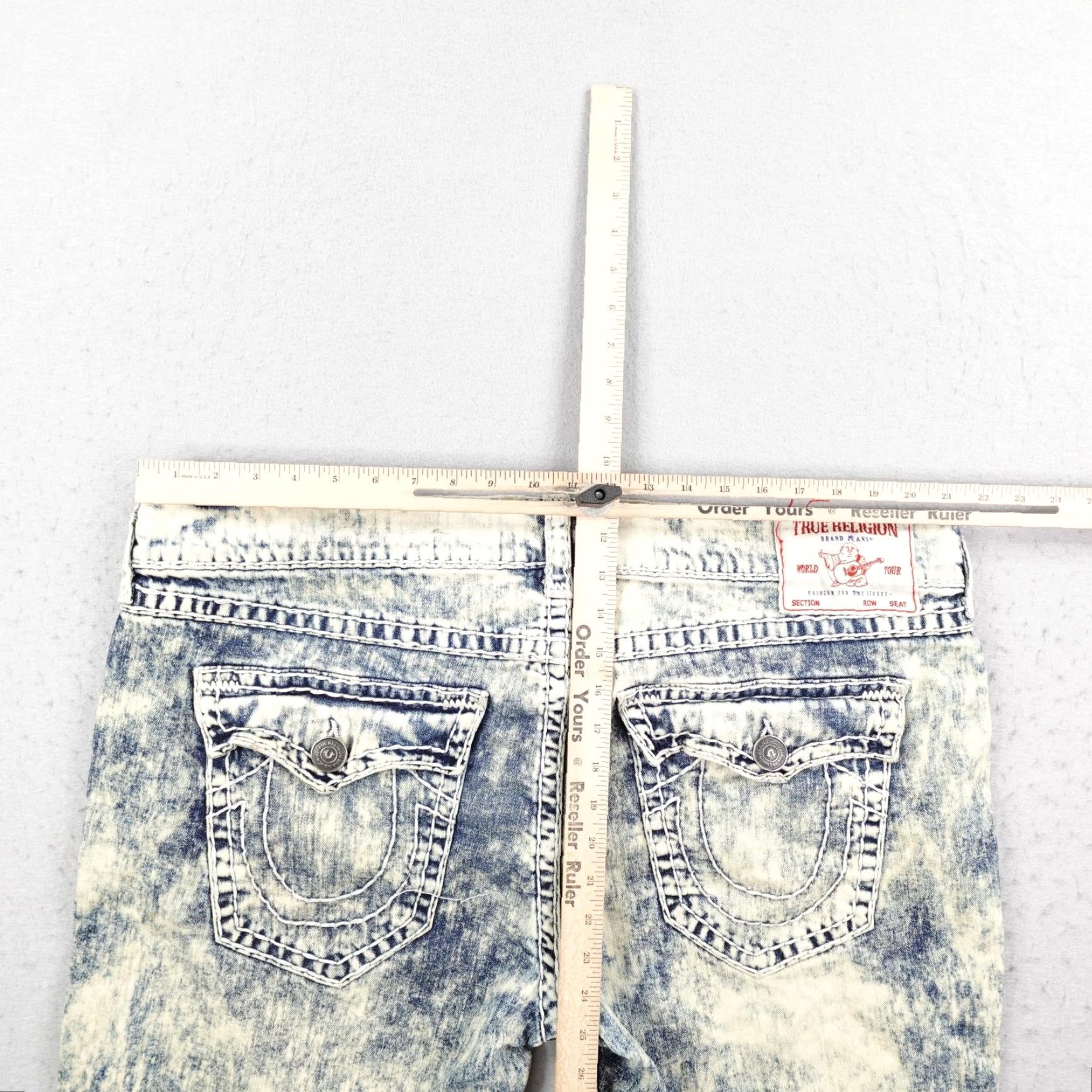 True Religion True Religion Shorts Mens 42 Blue Denim Jean Ricky Flap Super T Fray Bleach Dye Bermuda Size US 42 / EU 58 - 7 Thumbnail