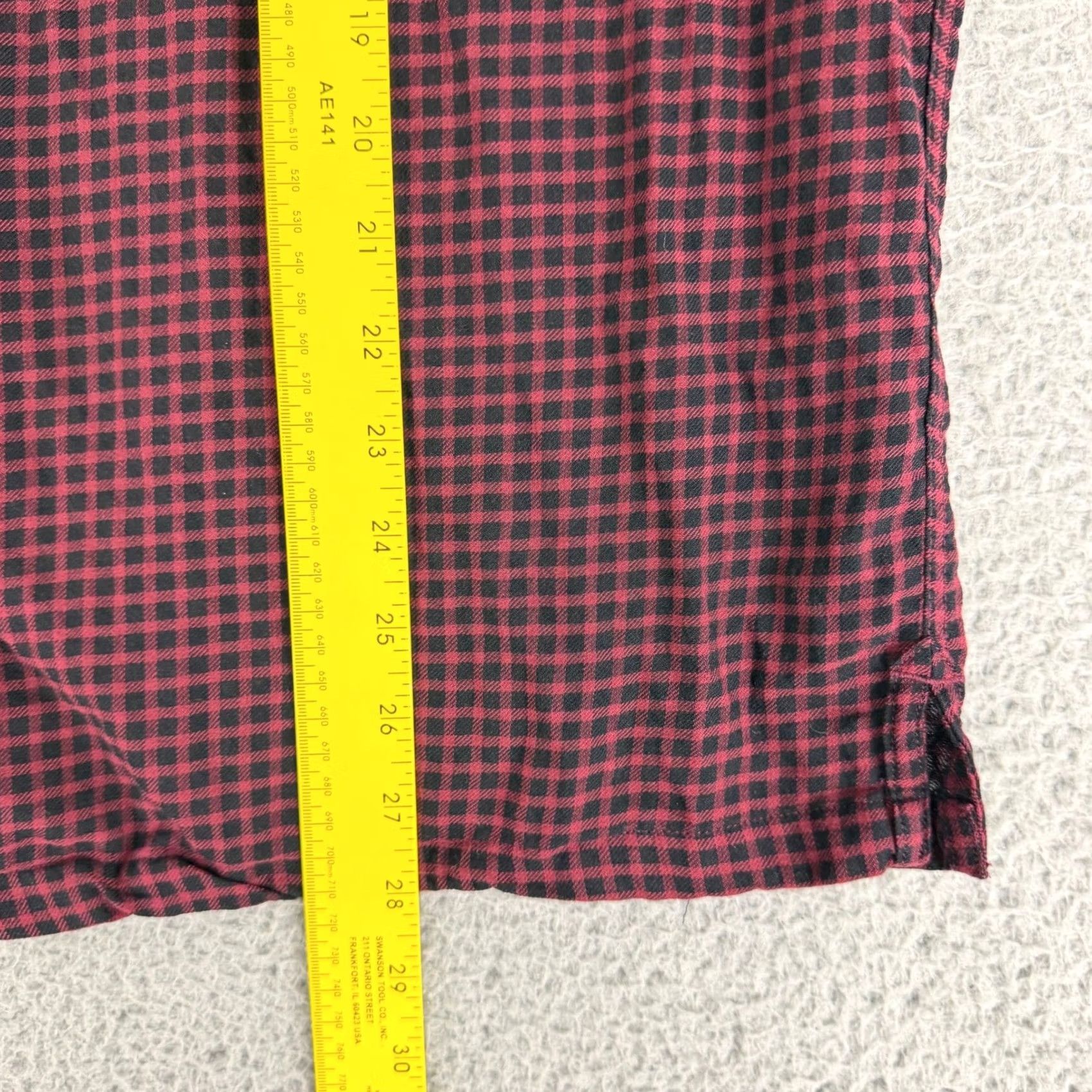 Allsaints AllSaints Glendale Shirt Mens Large Red Black Gingham Relaxed Fit Wool SS Size US L / EU 52-54 / 3 - 6 Thumbnail