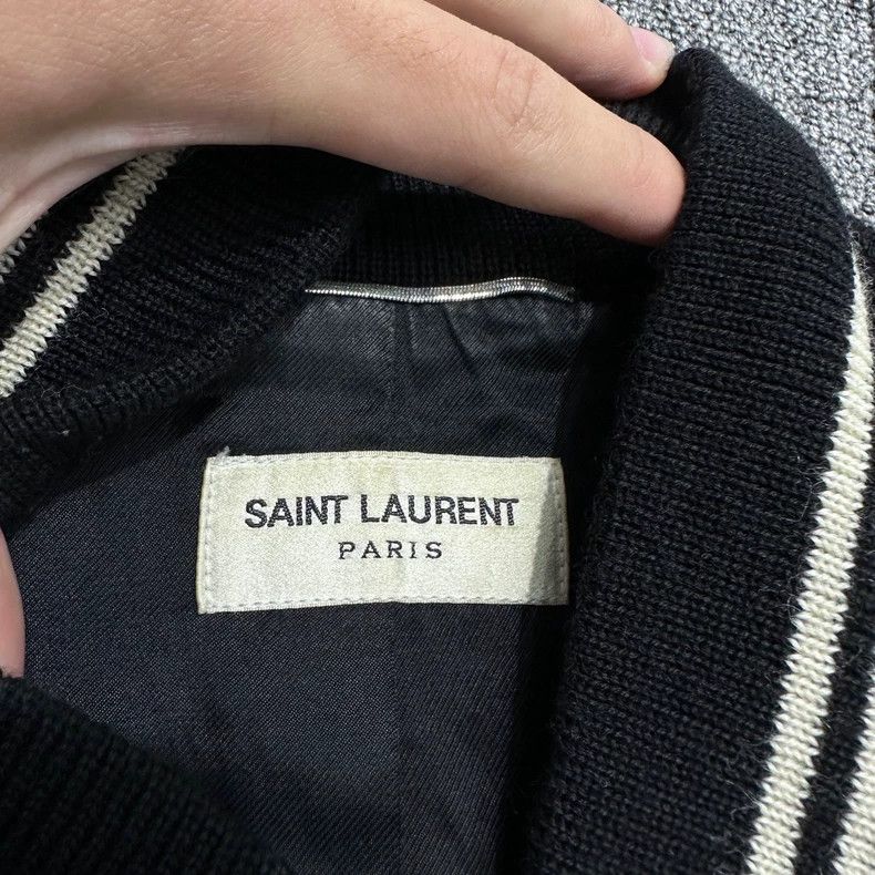 Saint Laurent Paris Saint Laurent Blue and black patchwork Teddy jacket 2504-Ne Size US S / EU 44-46 / 1 - 2 Thumbnail
