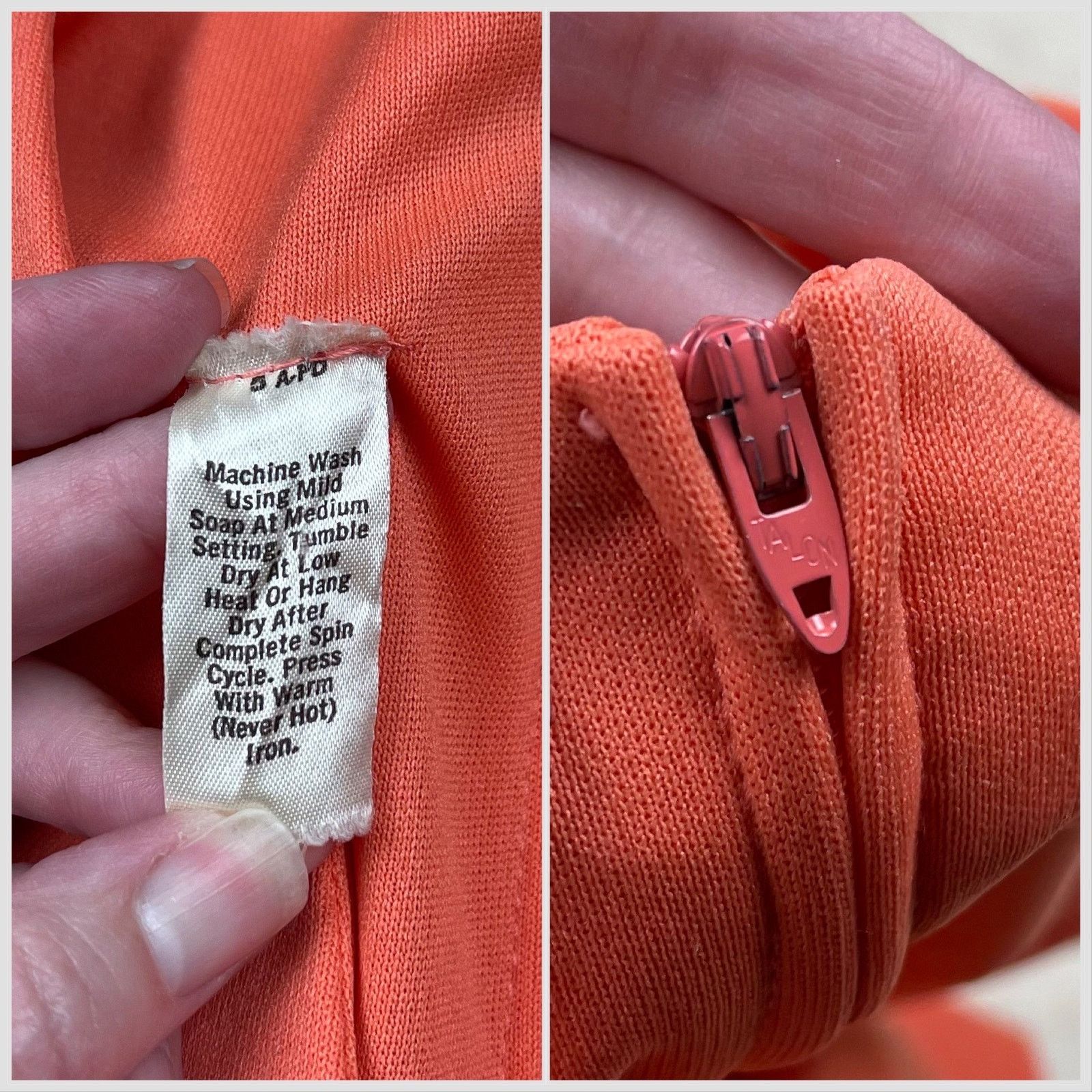 Vintage 1970s Tangerine Orange Long Sleeve Empire Waist Maxi Dress Size S / US 4 / IT 40 - 5 Thumbnail