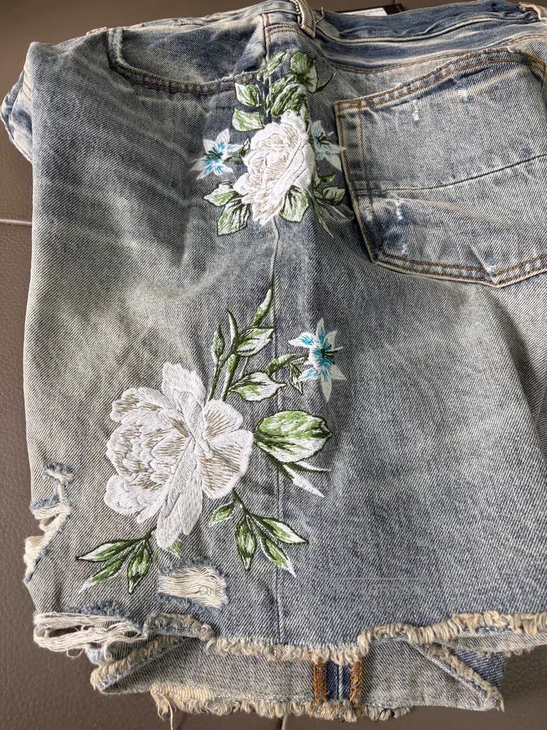 Amiri Amiri Size 30 Heavy industry flower embroidery hole cat bea Size US 30 / EU 46 - 5 Thumbnail