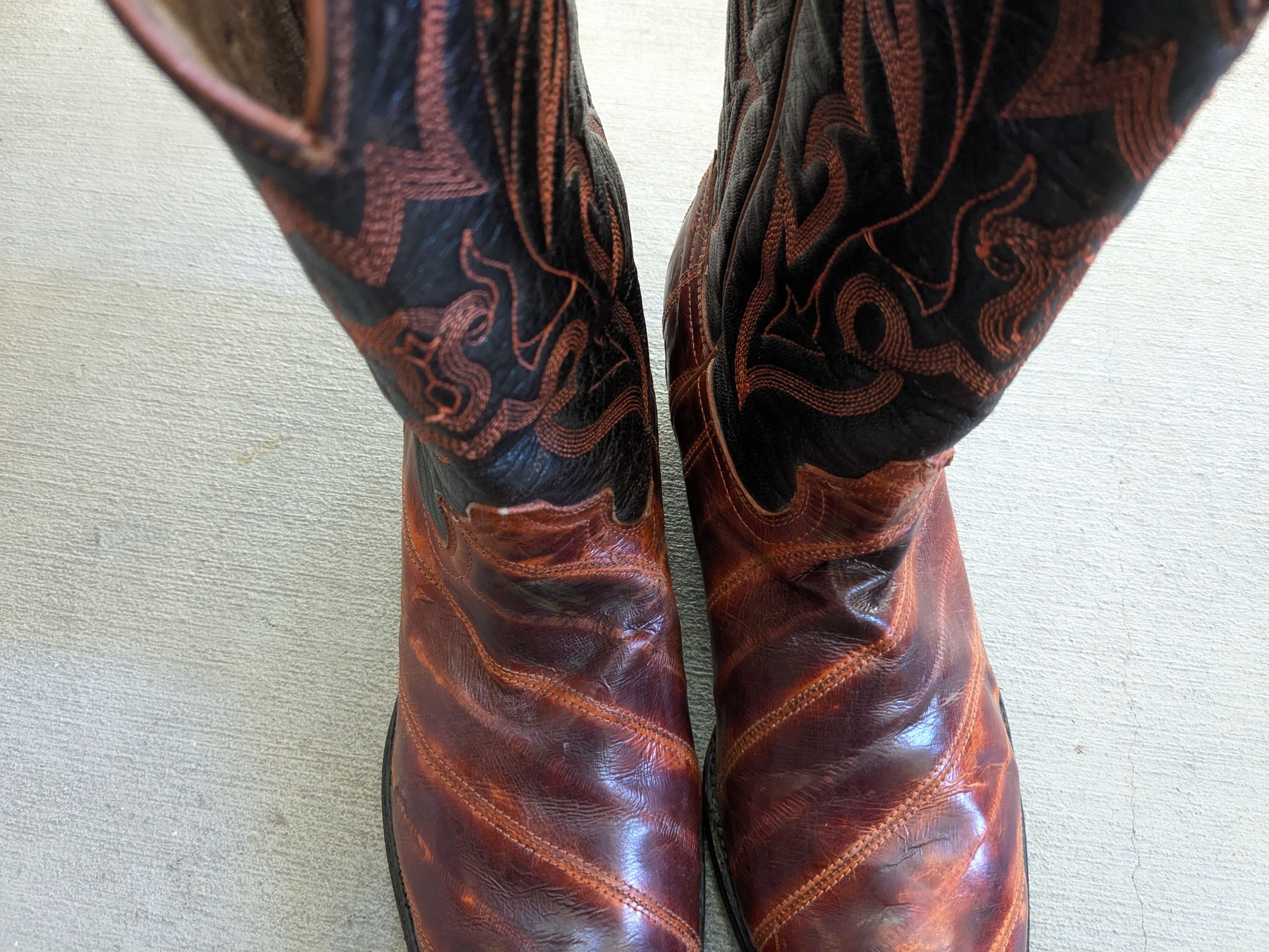 Vintage Vintage Cowboy Boots Eel Leather Brown Black 10 Western Size US 10 / EU 43 - 4 Thumbnail
