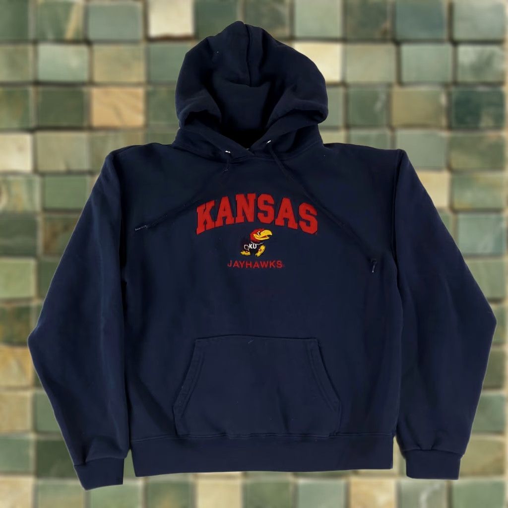 Vintage VINTAGE University Kansas Hoodie Sweatshirt VTG 90s Cotton Exchange Made USA Mens L Blue Sweatshirt Pullover Cotton Exchange Mens L Baseball? Size US L / EU 52-54 / 3 - 1 Thumbnail