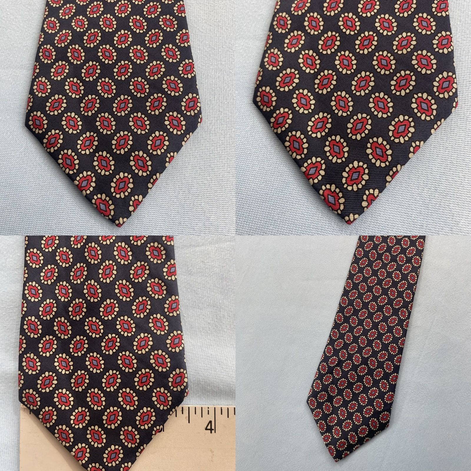 Vintage Robinson's Silk Tie Handmade Vtg Necktie Deco Geometry Micro Yellow Wide Classic 57"-60" Mens Vintage Tie Size ONE SIZE - 8 Thumbnail