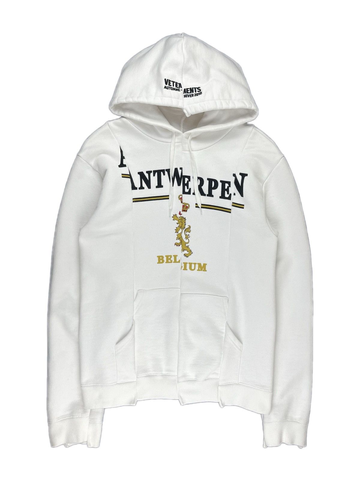 Pre-owned Vetements Aw17  Antwerp Deconstructed Split Hoodie White