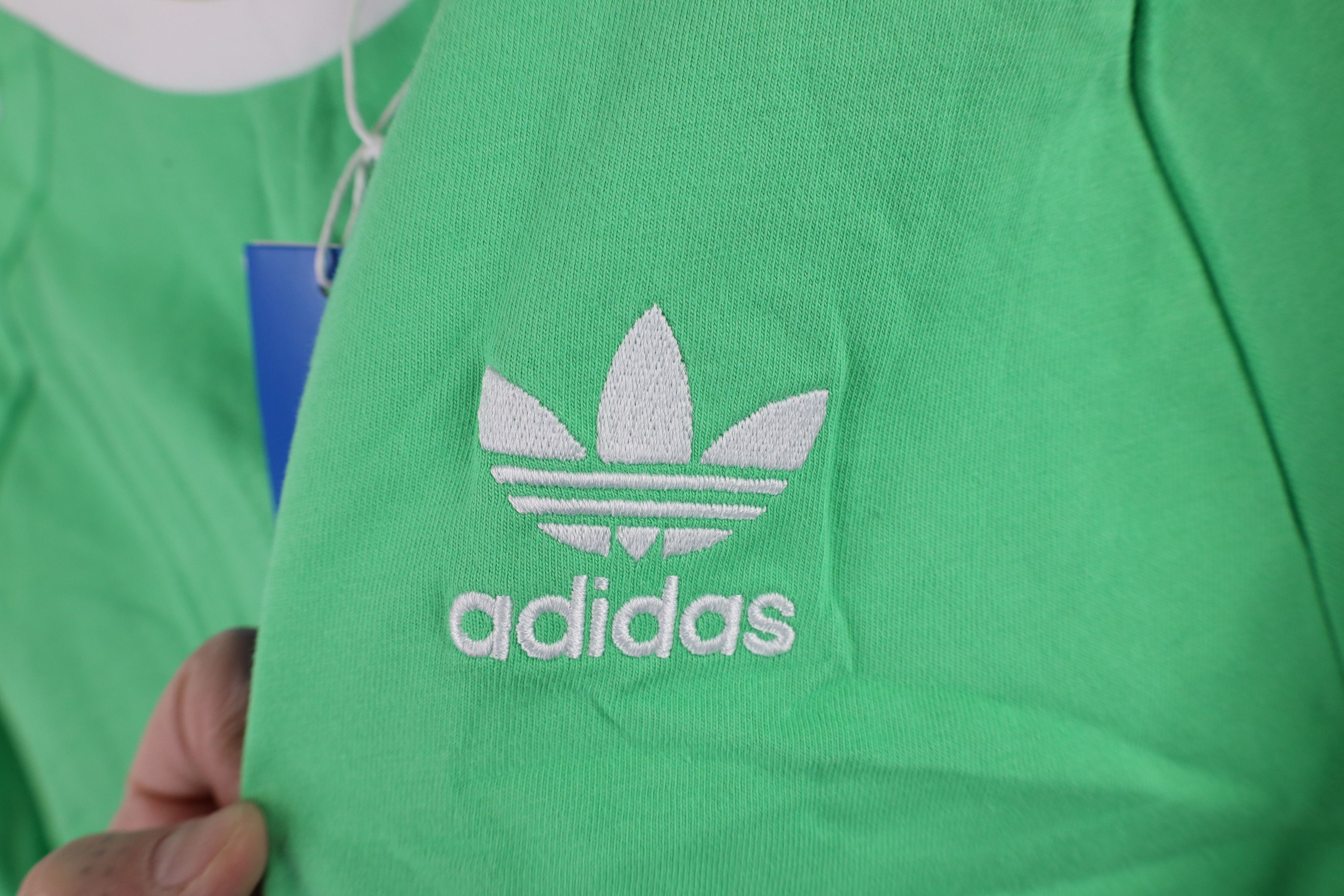 Adidas × Vintage New Adidas Trefoil Striped Short Sleeve Ringer T-Shirt Green Size US L / EU 52-54 / 3 - 4 Thumbnail