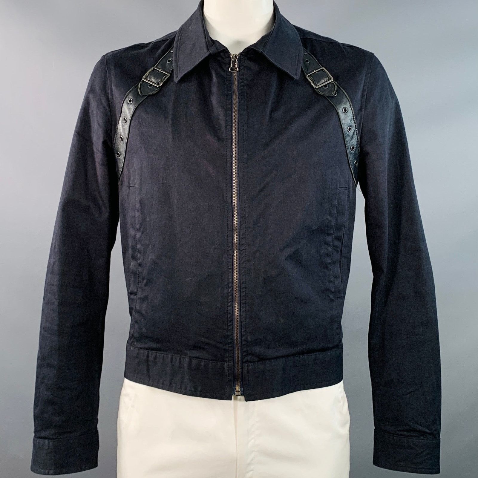 John Bartlett JOHN BARTLETT Black Cotton Twill Harness Zip Up Jacket Size US L / EU 52-54 / 3 - 1 Thumbnail
