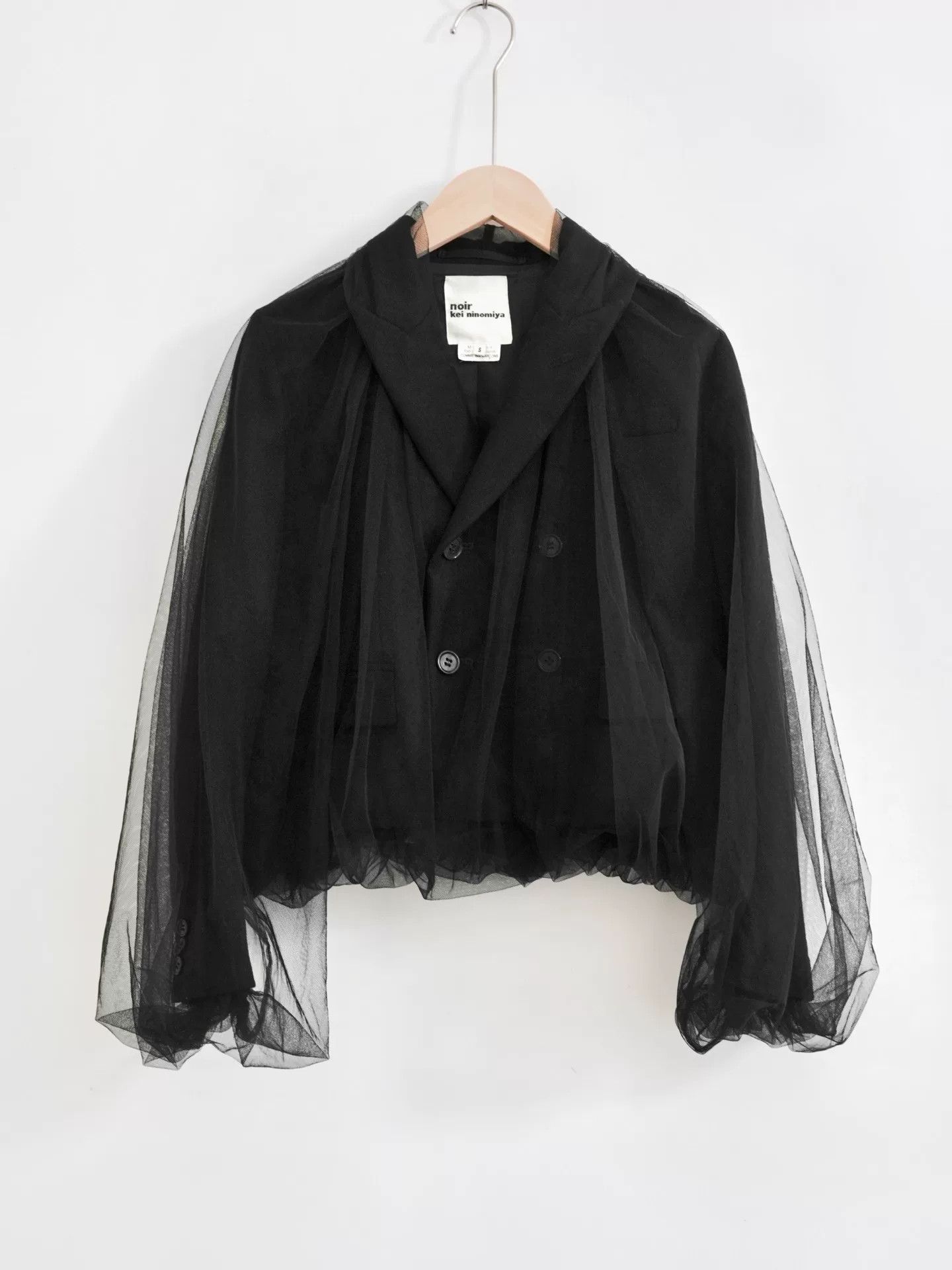 Noir Kei Ninomiya black wool and tulle blazer Size S / US 4 / IT 40 - 1 Thumbnail
