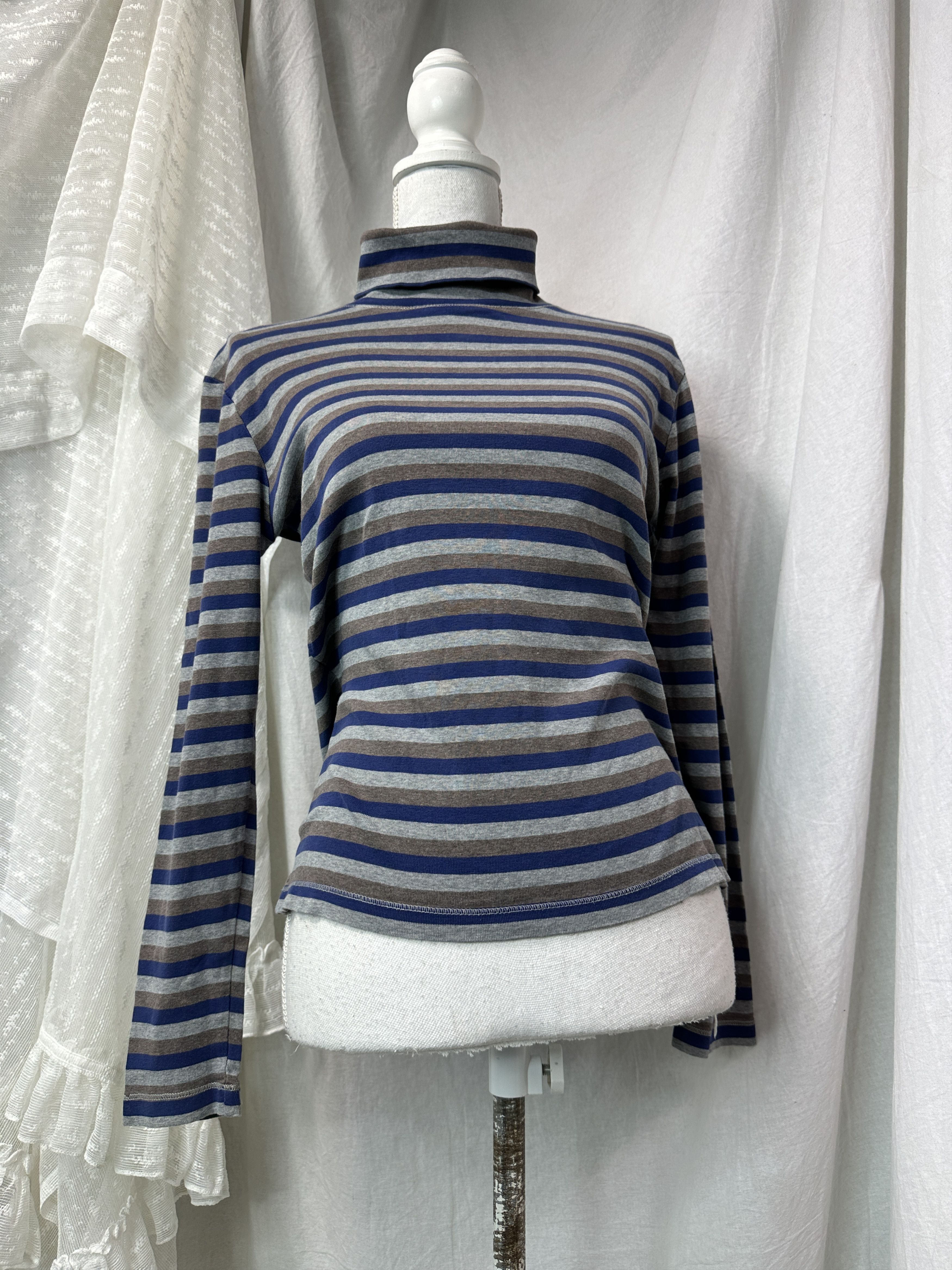 Vintage Vintage Striped Fitted Turtleneck Longsleeve Y2K Size S / US 4 / IT 40 - 1 Thumbnail
