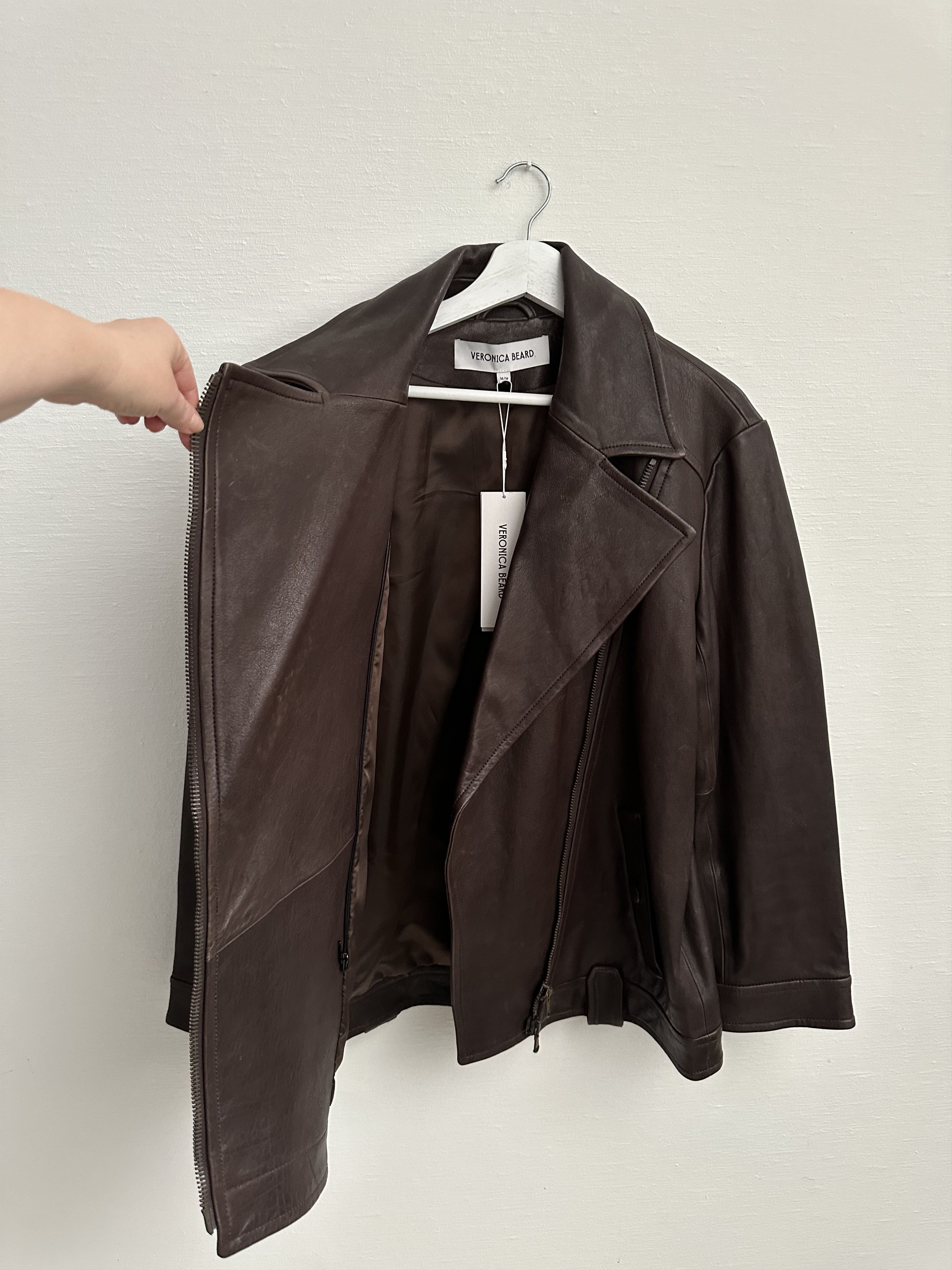 Veronica Beard Thandie Dickey Coat, Dark Chocolate Leather Jacket Size M / US 6-8 / IT 42-44 - 2 Thumbnail