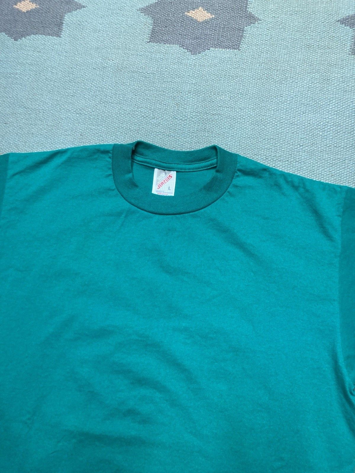 Jerzees × Vintage Vtg 80s blank t shirt teal aqua jerzees single stitch large Size US L / EU 52-54 / 3 - 2 Thumbnail