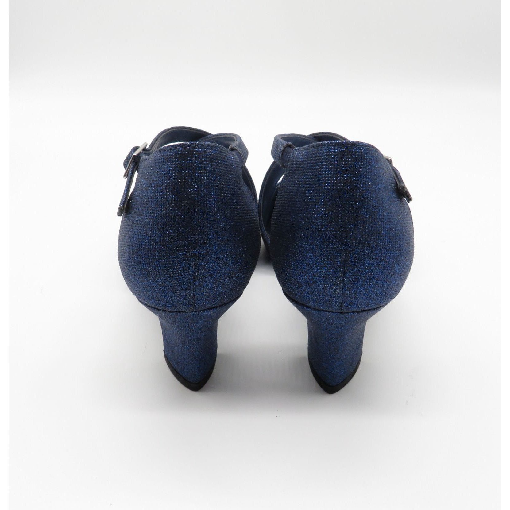 Other Easy Street Alive @ 5 Navy Glitter Strappy Heels Pointed Toe Size US 7.5 / IT 37.5 - 4 Thumbnail