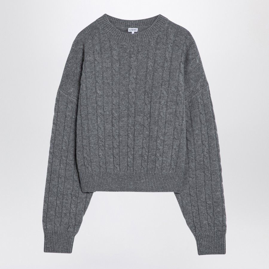 o1d2blof0824 Wool Cable-Knit Jumper in Grey