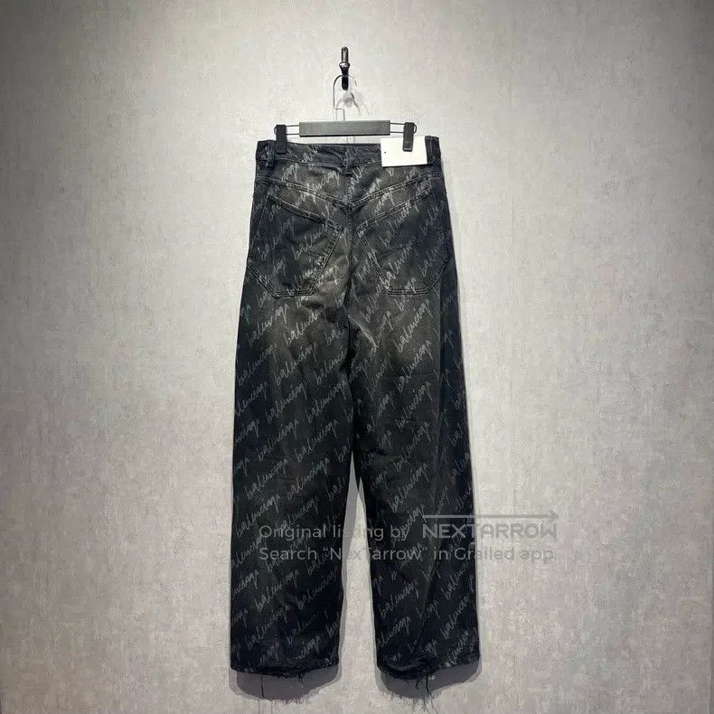 Balenciaga Balenciaga size S All-over Logo Black Denim Long Pants, Si Size US 27 - 2 Thumbnail