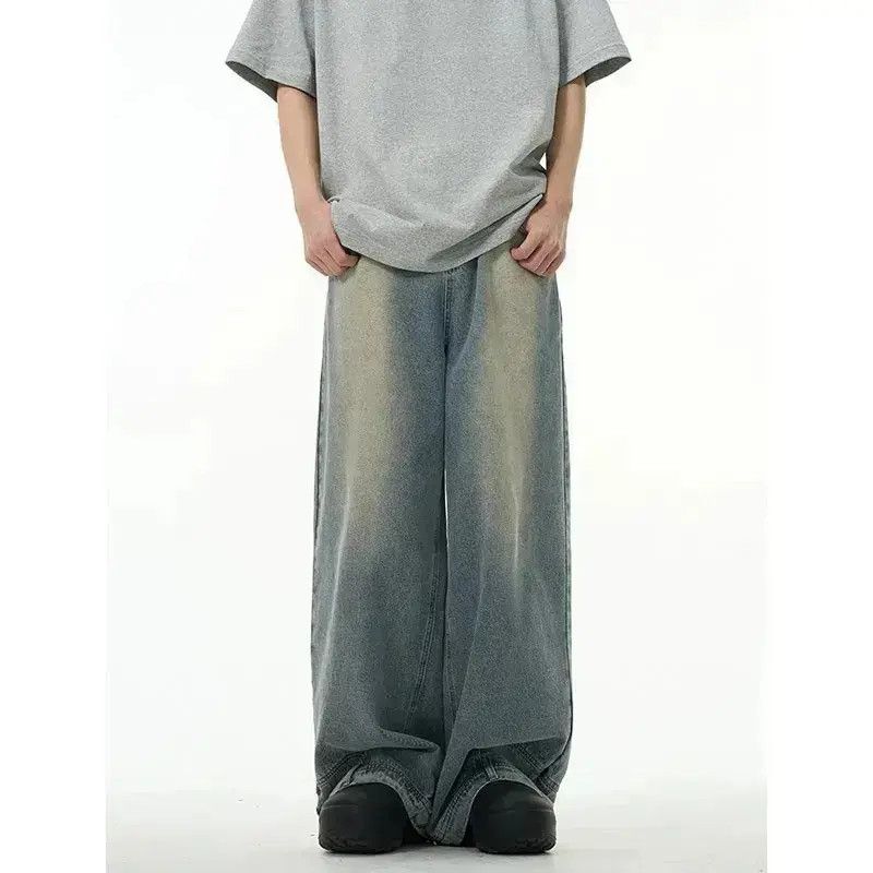 High street washed straight baggy jeans