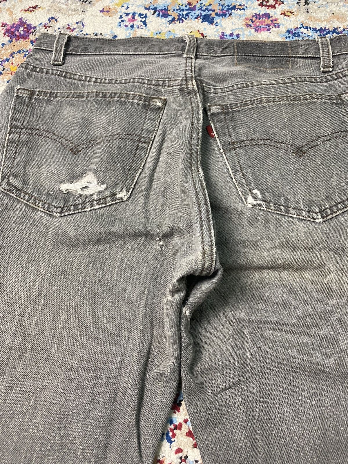 Levi's × Vintage 1989 Red Bat Wing 501 Levis Strauss Slim Straight Grey Jeans Size US 30 / EU 46 - 10 Thumbnail