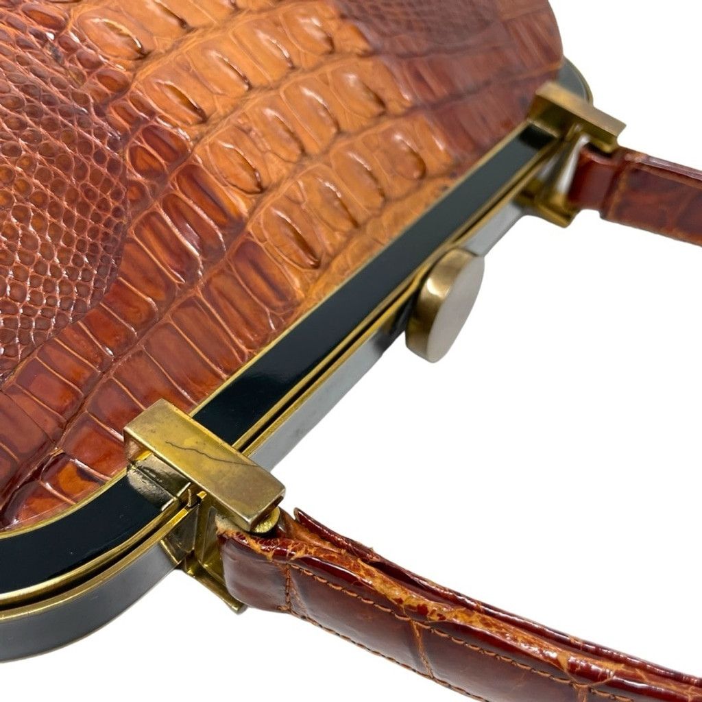 Vintage Genuine Crocodile Leather Hornback Skin Top Handle Bag (VTG) Size ONE SIZE - 9 Thumbnail