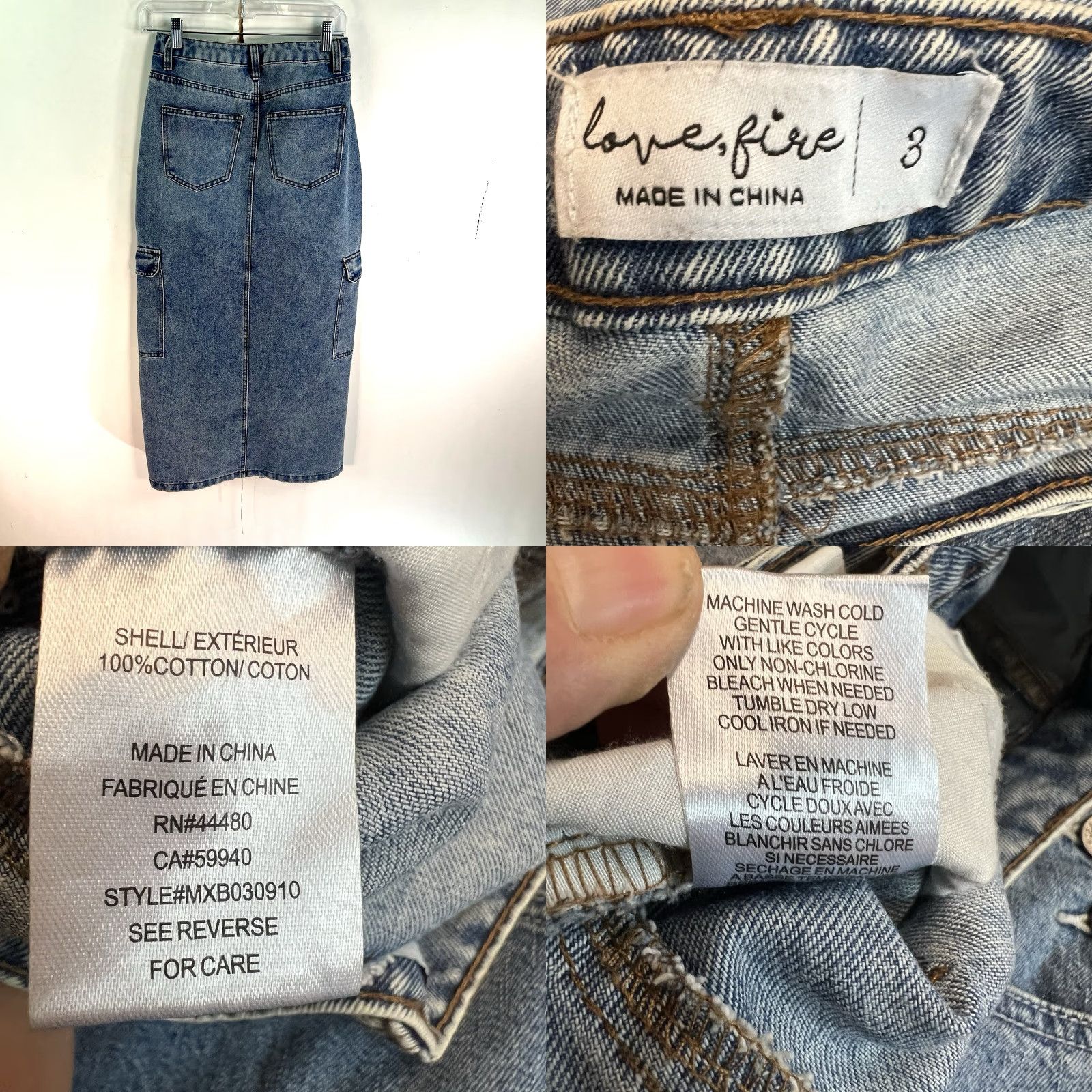 Vintage VINTAGE Love Fire Denim Maxi Skirt Womens Size 3 Blue Solid Festival Grunge Size 26" / US 2 / IT 38 - 8 Thumbnail