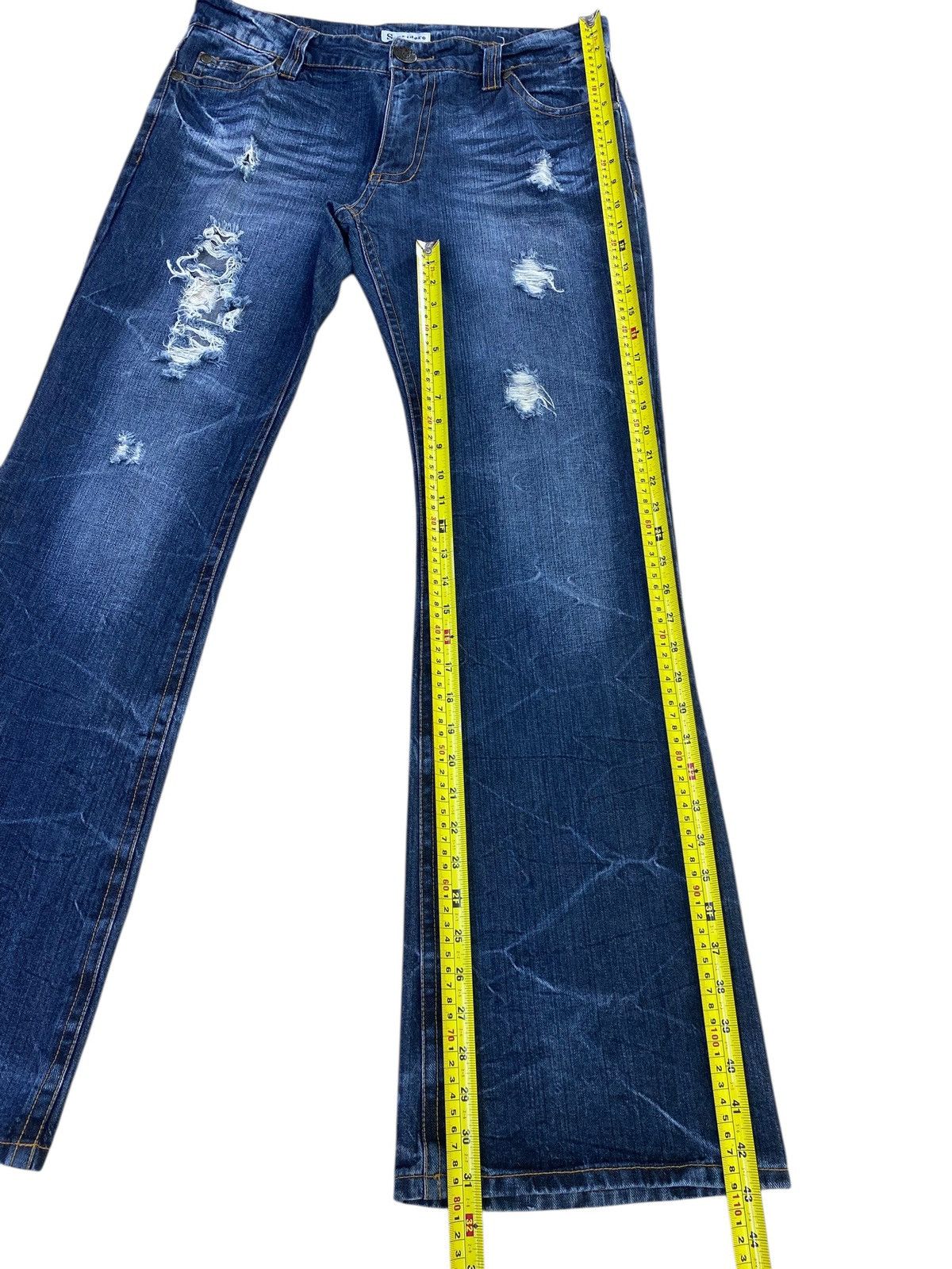 Japanese Brand Japanese Brand Distressed Honey Comb Style Boot Cut Jeans Size US 35 - 8 Thumbnail