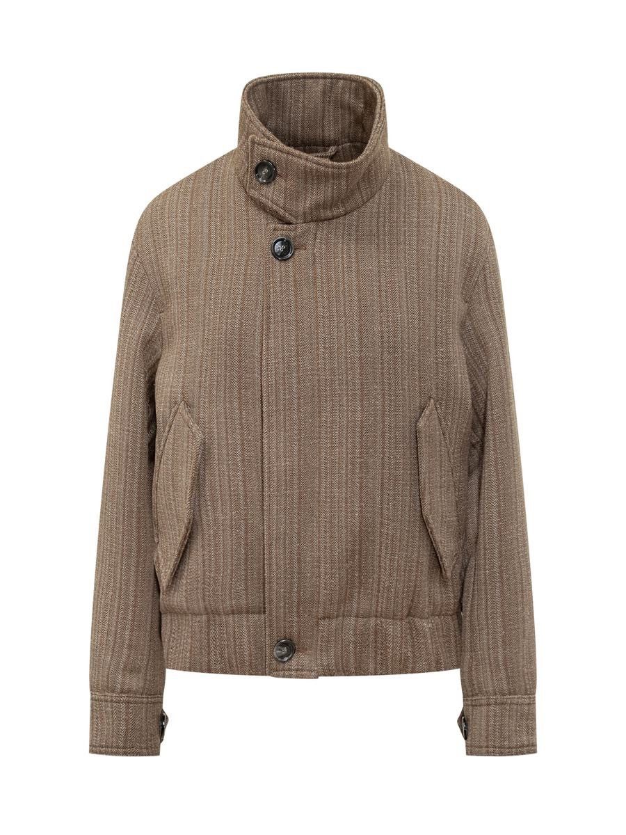 AMI Ami Wool Herringbone Jacket In Brown Size US XL / EU 56 / 4 - 1 Thumbnail