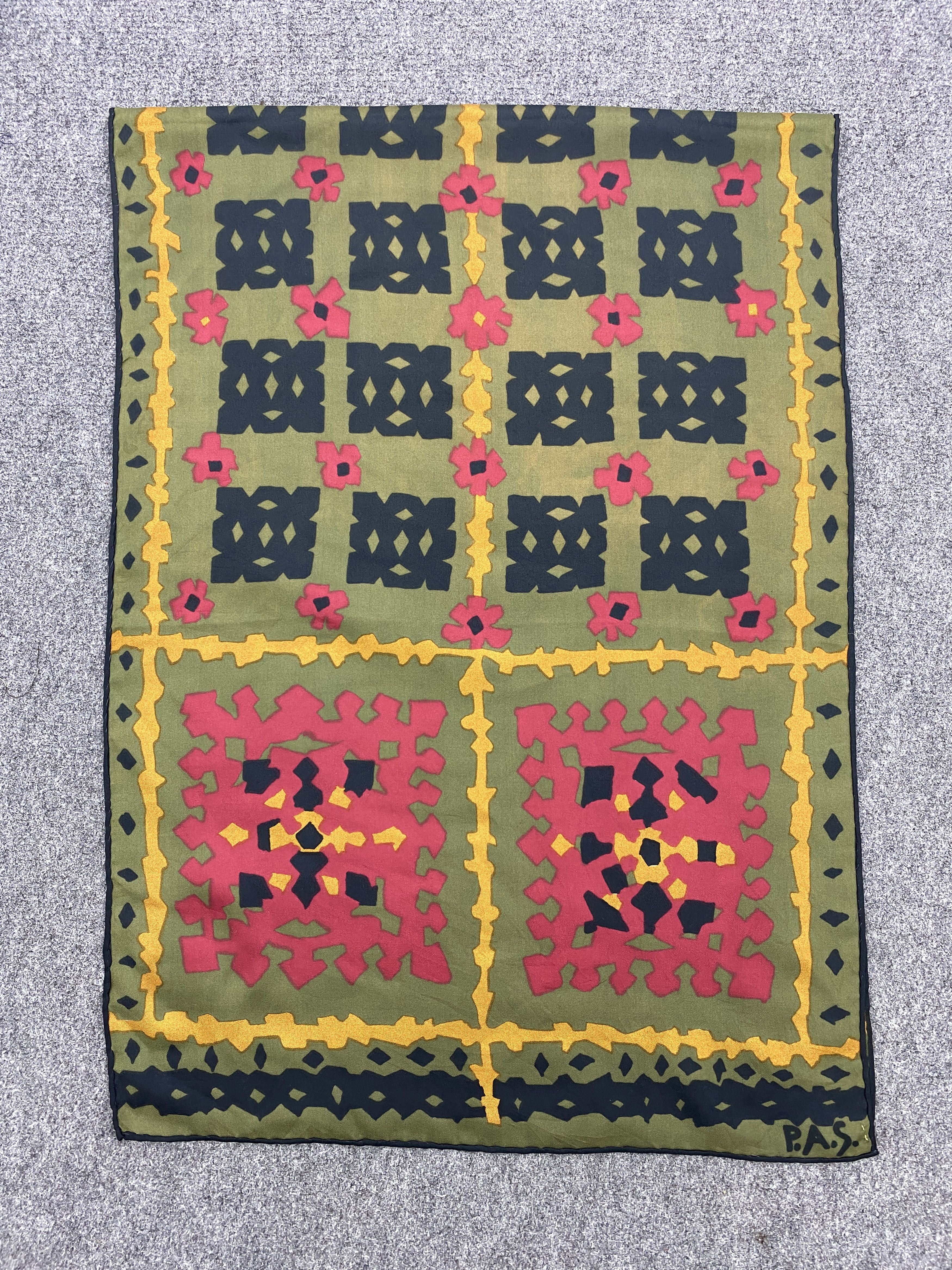 Vintage P.A.S Silk Scarf / Muffler / Silk Shawl SN0059 Size ONE SIZE - 3 Thumbnail