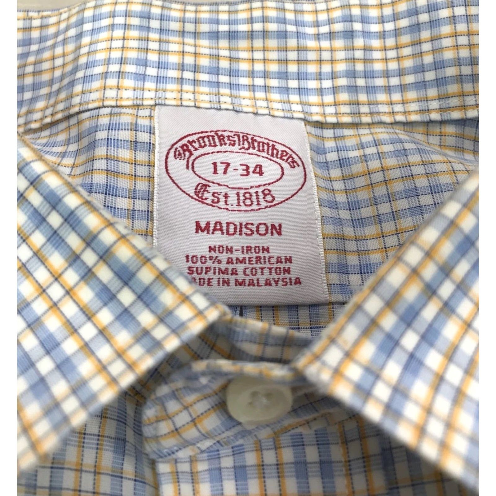 Brooks Brothers Brooks Brothers Madison Non Iron 100% Cotton Plaid Oxford Mens Dress Shirt XL Multicolor Regular 17-34 Men Size 46R - 5 Thumbnail