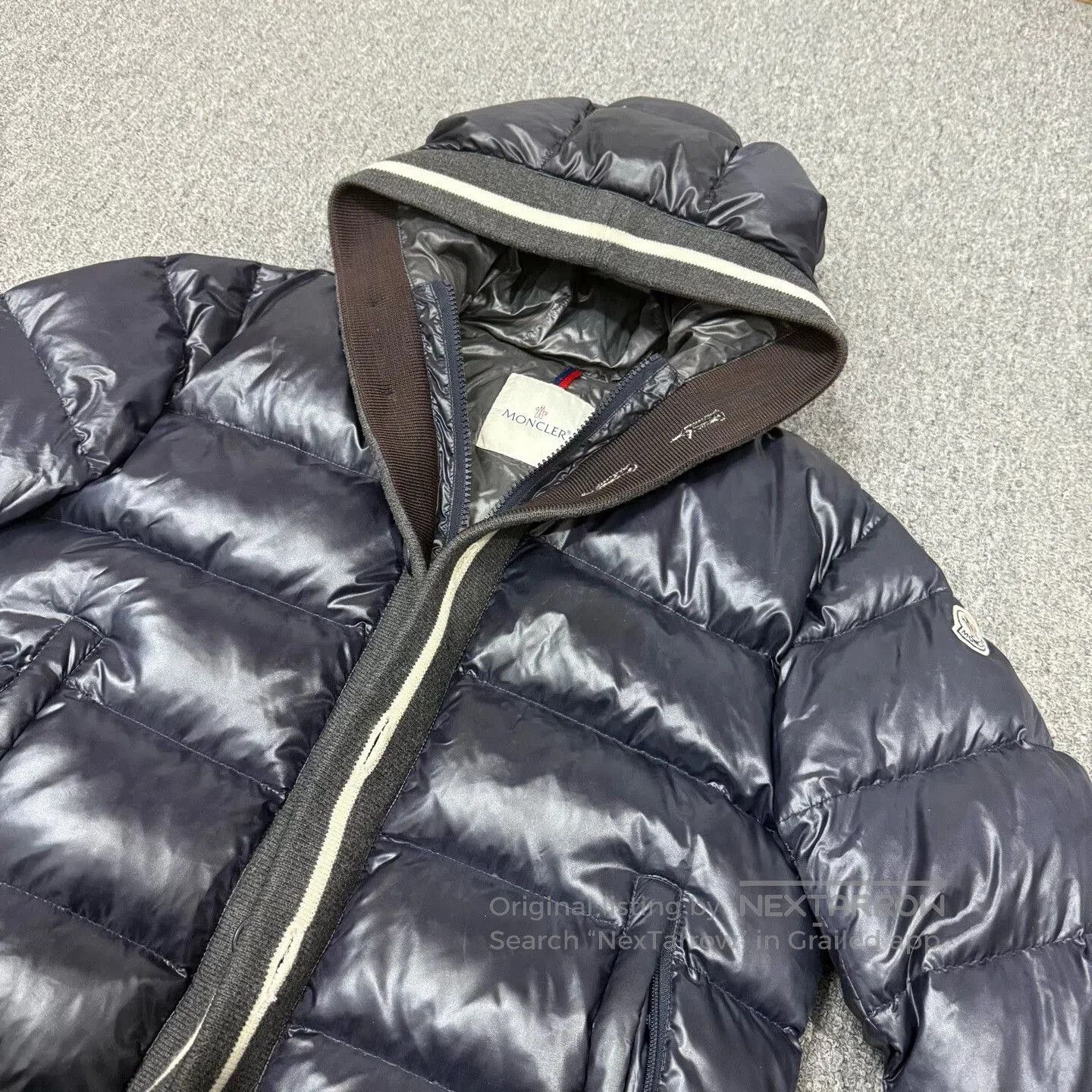 Moncler dark blue shiny puffer jacket by Moncler. Size US M / EU 48-50 / 2 - 3 Thumbnail