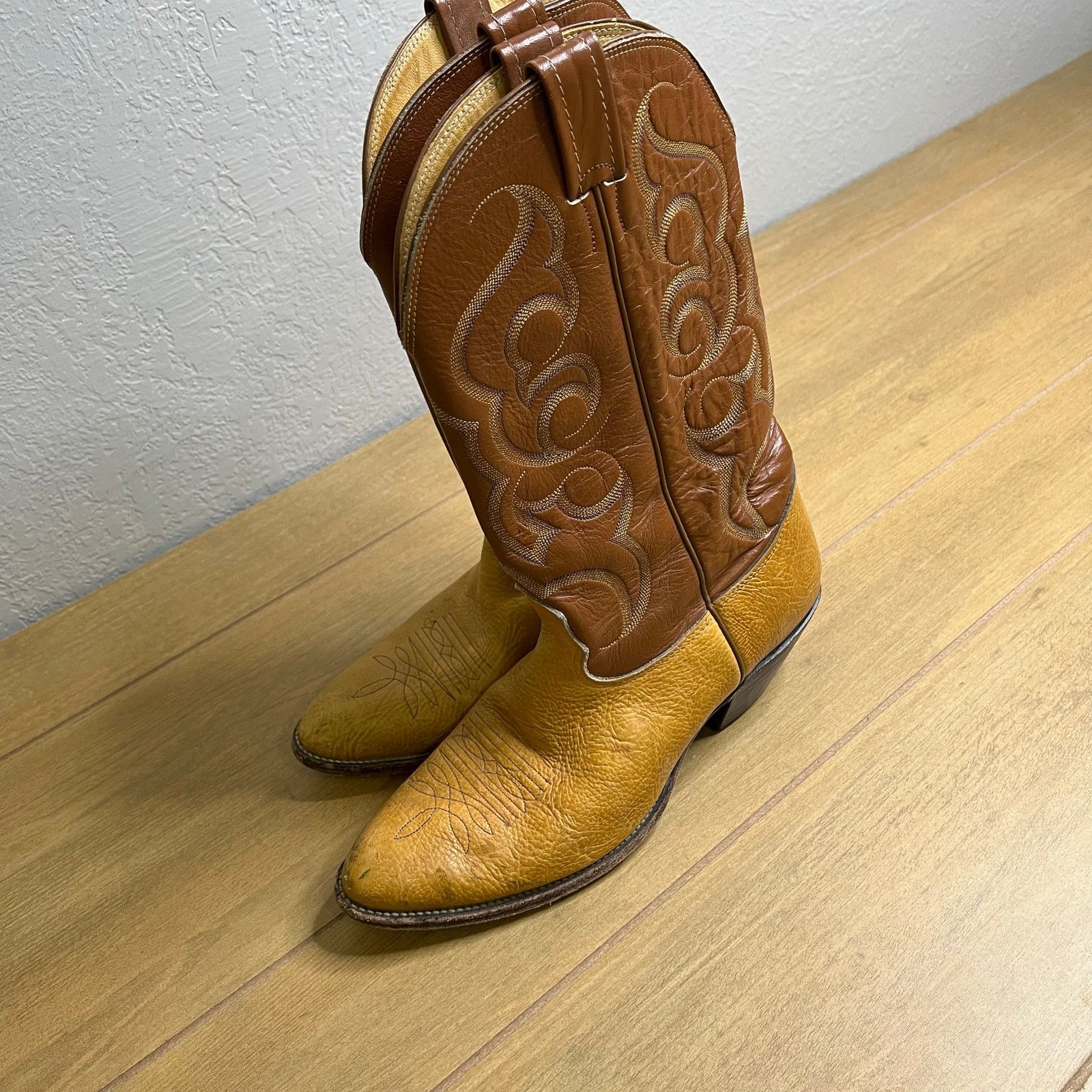 Vintage Nocona USA Cowboy Boots Mens 11 C Brown Tan Western Leather Size US 11 / EU 44 - 13 Thumbnail