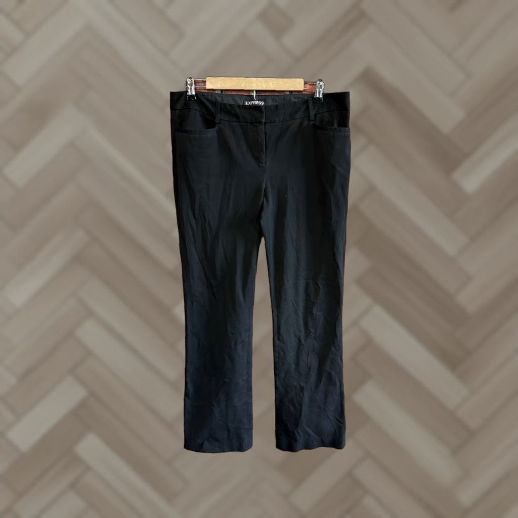 Express Express Womens Black Chino Business Pants Size 10R Straight Leg 30Inch Inseam Size 32" / US 10 / IT 46 - 1 Thumbnail