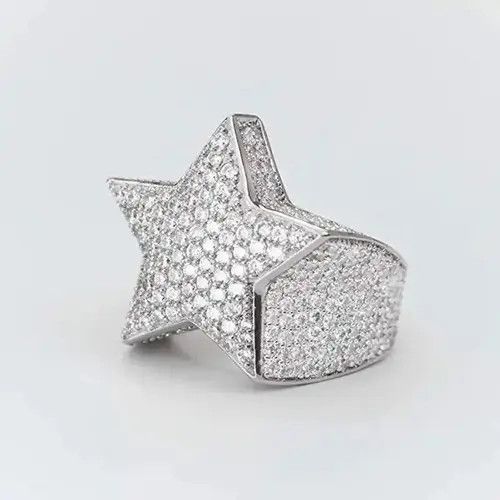 Japanese Brand × Jewelry Hiphop Silver Color Rhinestones Zircon Star Ring (size 6-13) Size ONE SIZE - 4 Thumbnail