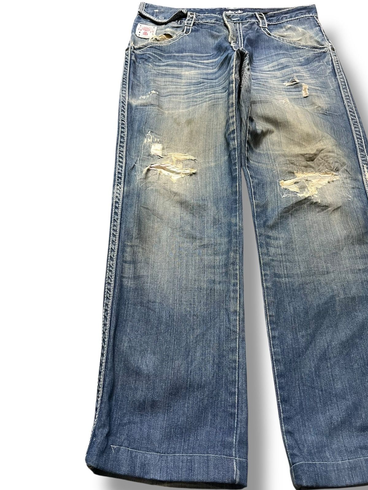 Pelle Pelle Vintage Pelle Pelle Ripped Distressed Denim Size US 35 - 3 Thumbnail