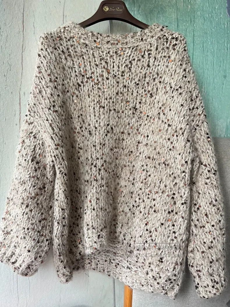 Brunello Cucinelli Fully sequined large stitch mohair swea