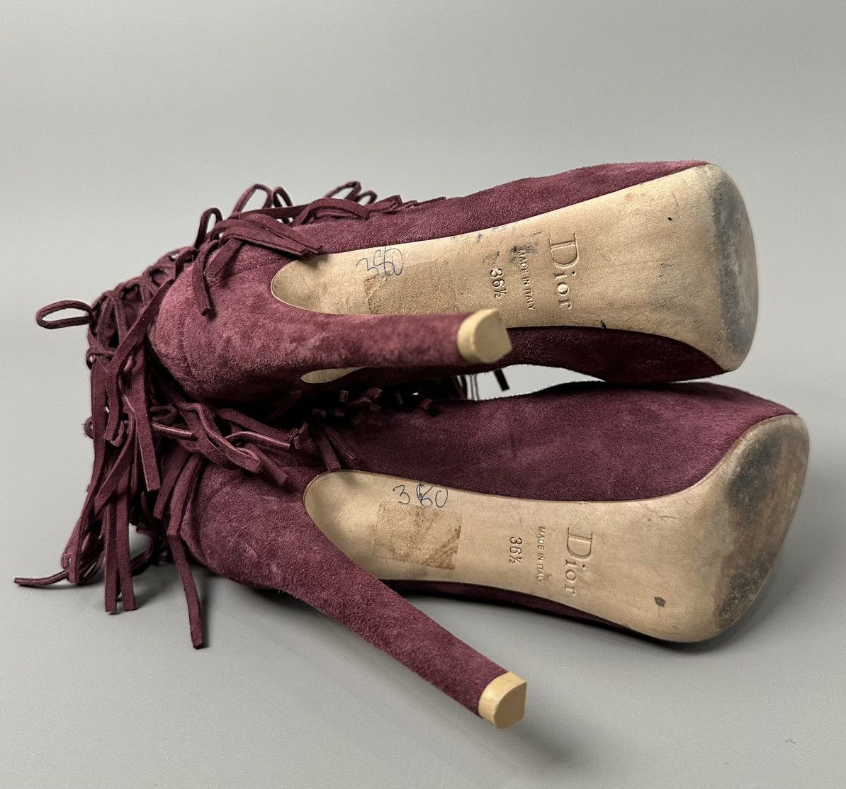 Dior Dior - Burgundy Suede Fringes Booties Size US 6.5 / IT 36.5 - 8 Thumbnail