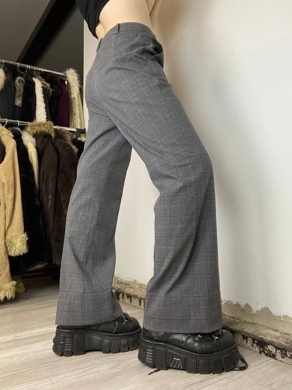 Hysteric Glamour × Vintage 2000s vintage baggy wide leg Y2k grey office pants Size 27" / US 4 / IT 40 - 4 Thumbnail