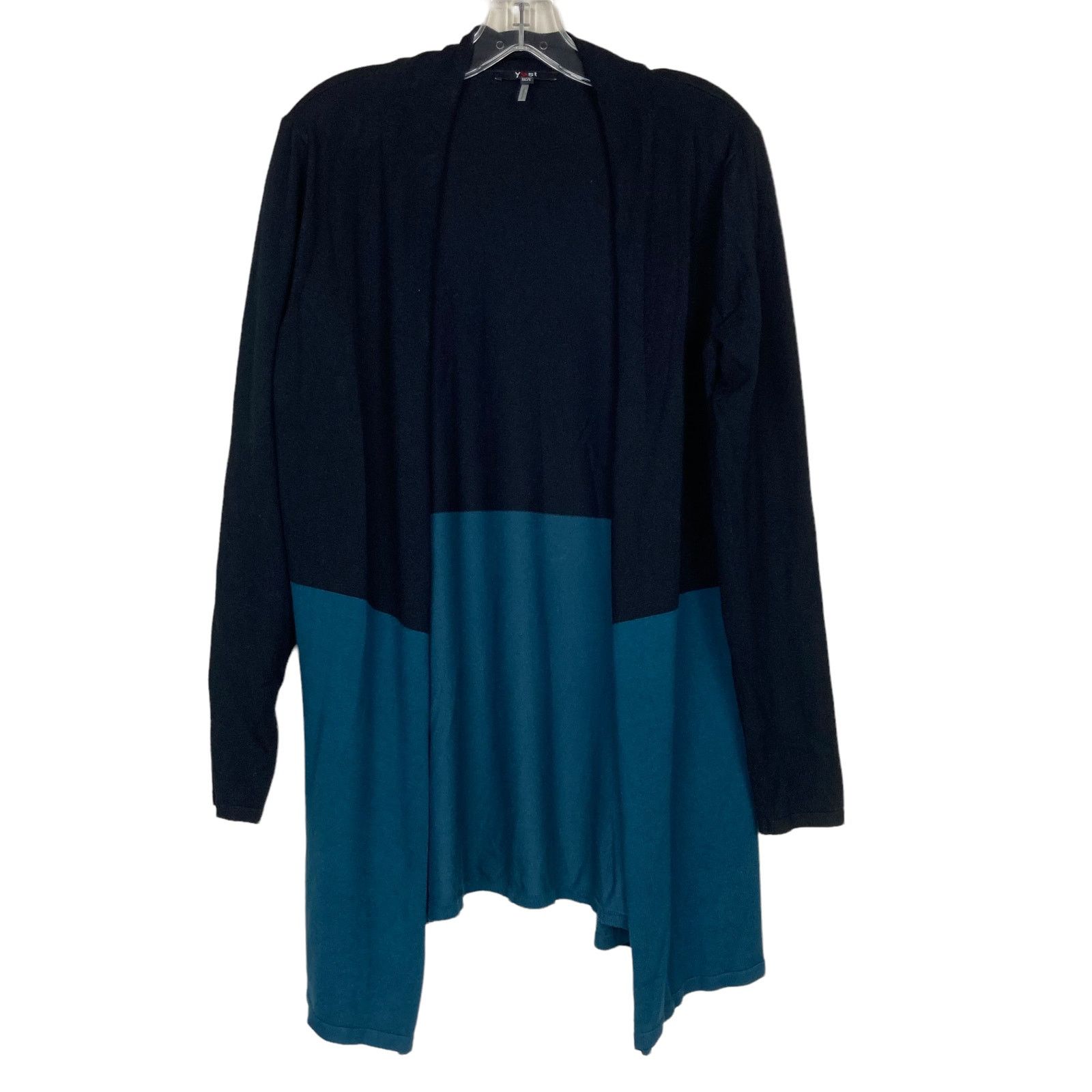 Other Yest Black Teal Color Block Open Front Cardigan Sz 8 Size M / US 6-8 / IT 42-44 - 4 Thumbnail