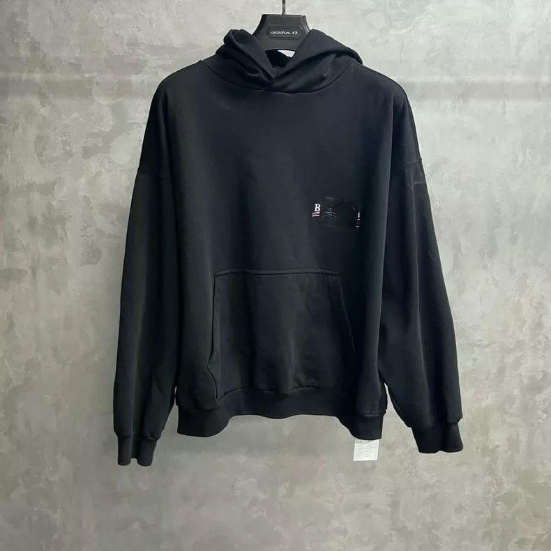 Balenciaga Black logo print hooded sweatshirt