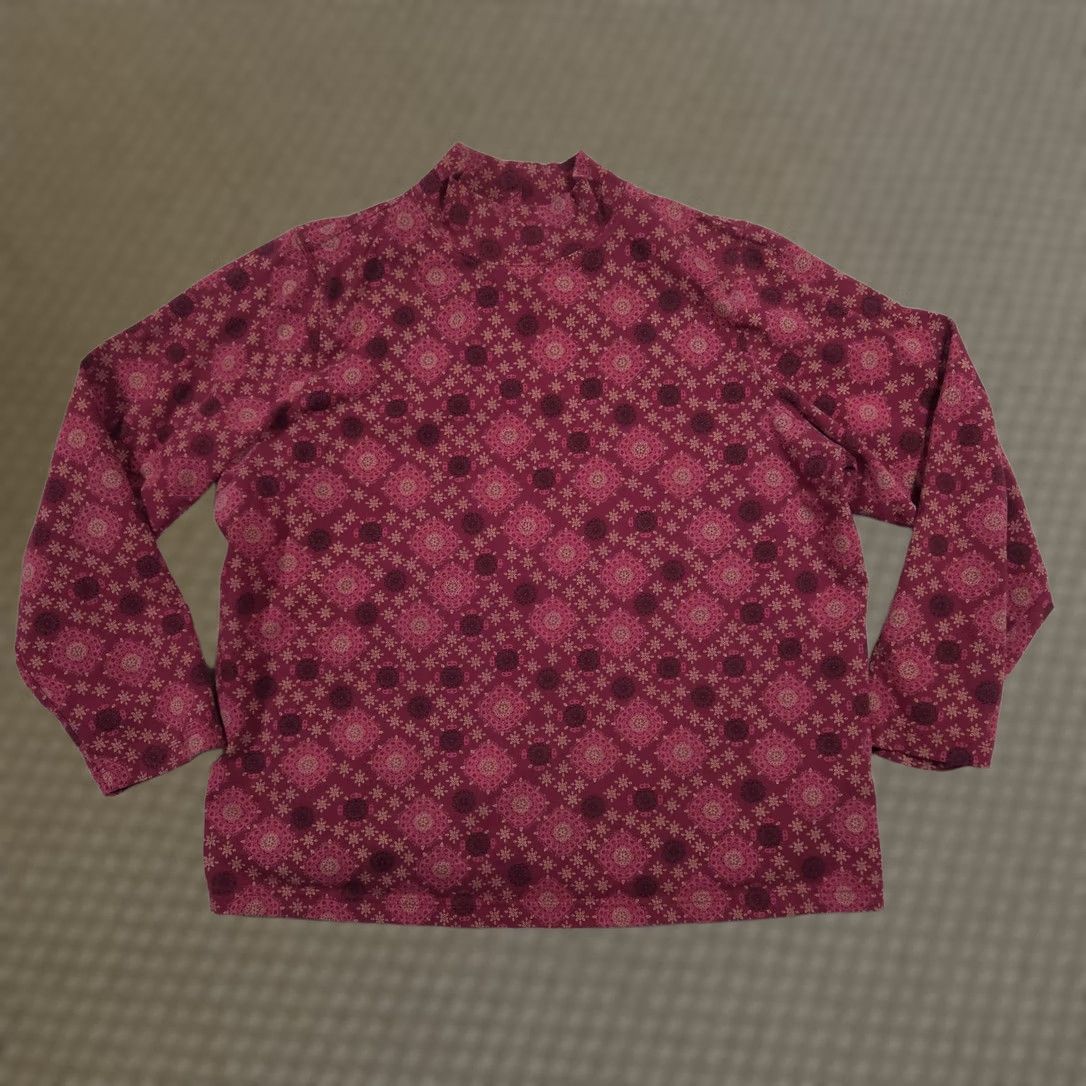Croft & Barrow Croft & Barrow Shirt Womens 2X Red Geometric Mock Neck Long Sleeve Stretch Top Size XXL / US 16-18 / IT 52-54 - 1 Thumbnail