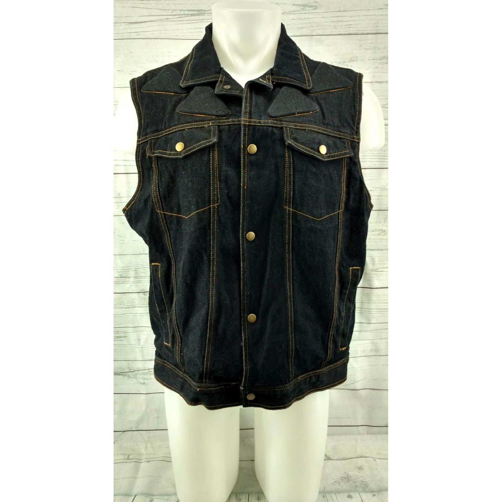 Element Xelement Armor Padded Motorcycle Vest Denim Jacket XL Black, Men, Vintage? (No) Shirt? Size US 36 / EU 52 - 2 Thumbnail