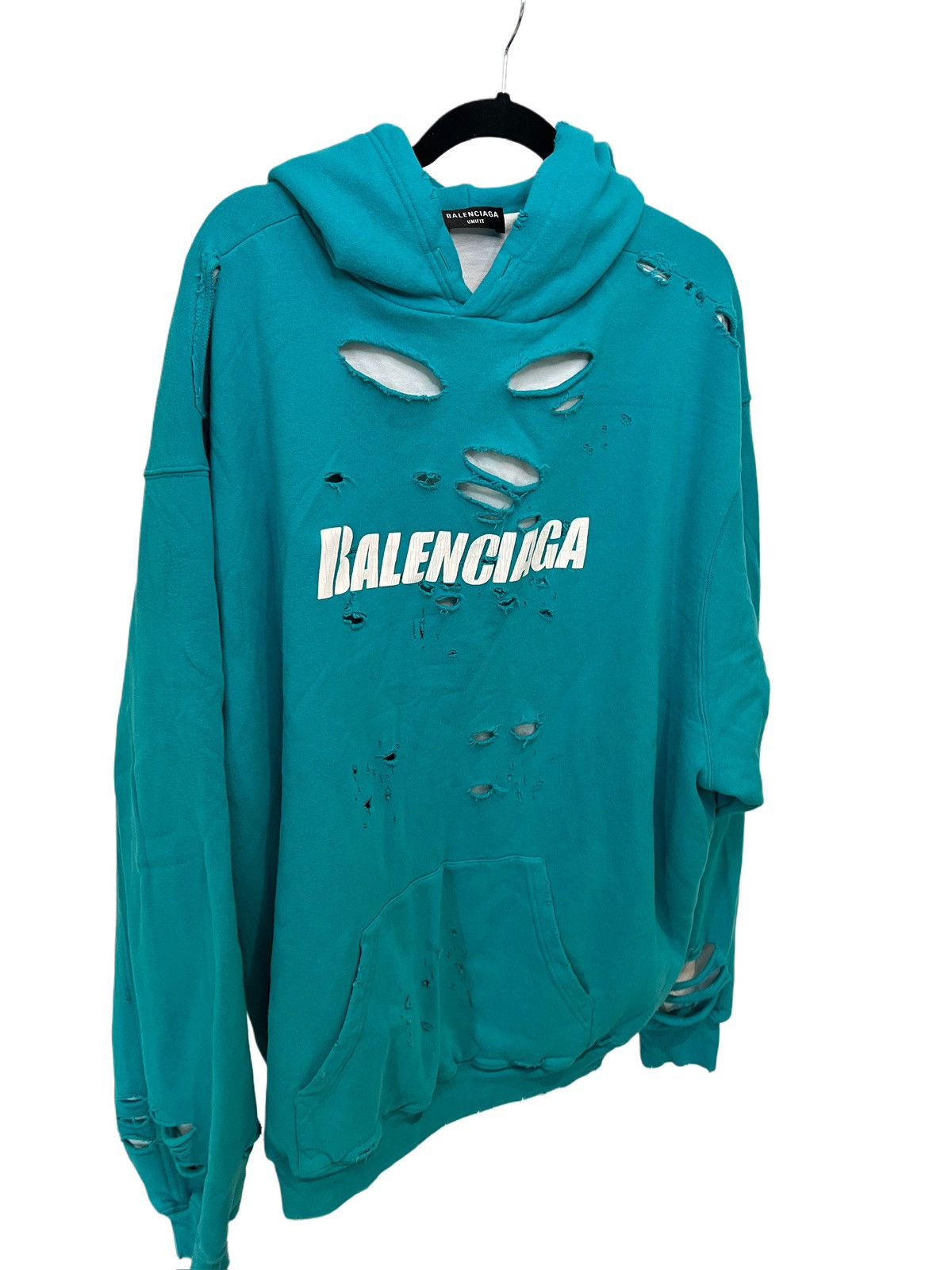 Balenciaga Balenciaga Caps Destroyed Hoodie sky blue | Grailed