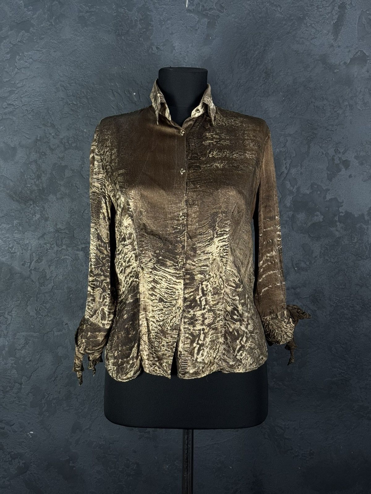 Roberto Cavalli VTG Roberto Cavalli Silk Snakeskin Print Long Sleeve Button Size S / US 4 / IT 40 - 2 Thumbnail