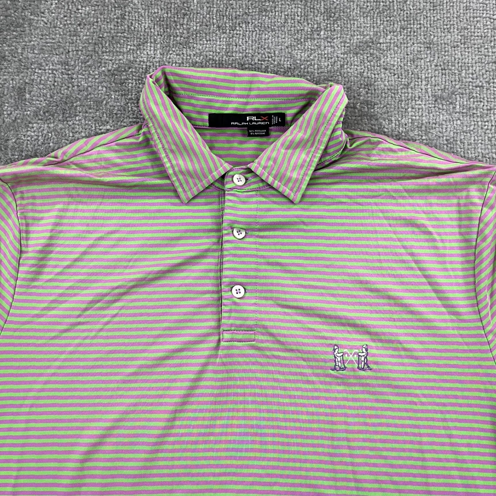 RLX Ralph Lauren RLX Ralph Lauren Polo Shirt Mens Large Green Pink National Golf Links of America Casual Short Sleeve Button Collar Size US L / EU 52-54 / 3 - 2 Thumbnail