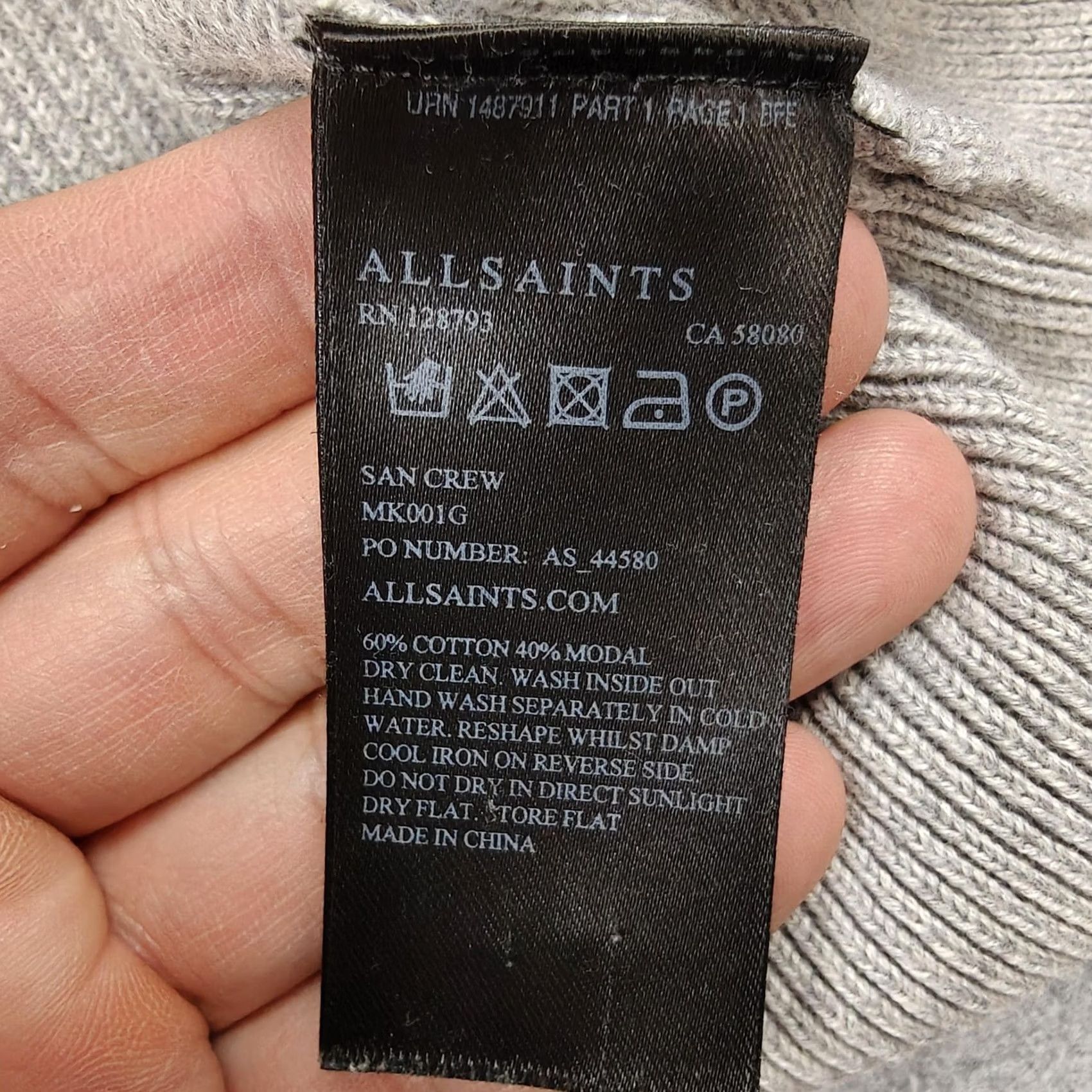 Allsaints AllSaints Sweater Mens L Gray Cotton Modal Crew Knit Pullover Casual Size US L / EU 52-54 / 3 - 3 Thumbnail