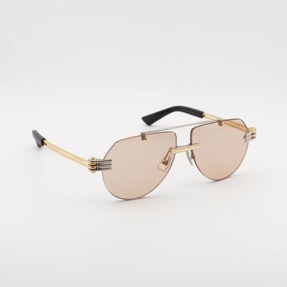 Bottega Veneta Bottega Veneta BV1342S 002 Sunglasses Silver/Gold Aviator Size ONE SIZE - 5 Thumbnail