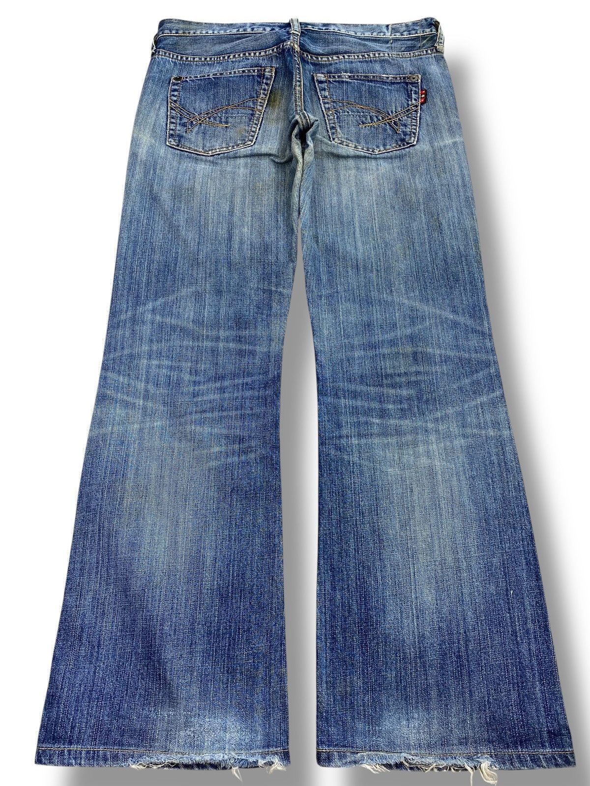 Japanese Brand Japanese Brand Blue Wash Distress Style Flare Jeans Size US 32 / EU 48 - 3 Thumbnail