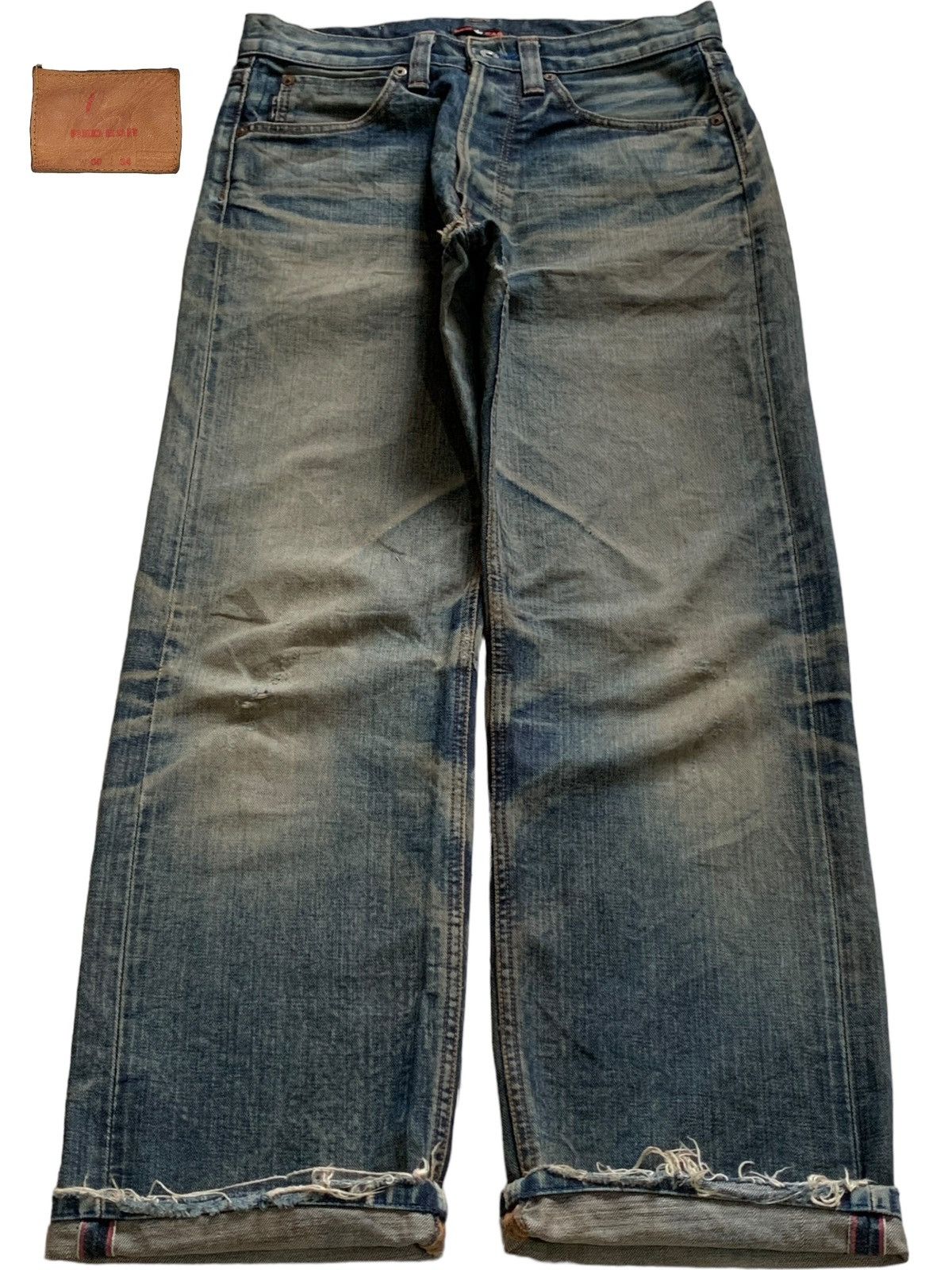 Hypebeast Vintage Paul Smith Red Ear Selvedge Mud Wash Rip Baggy Jeans Size US 31 - 1 Thumbnail