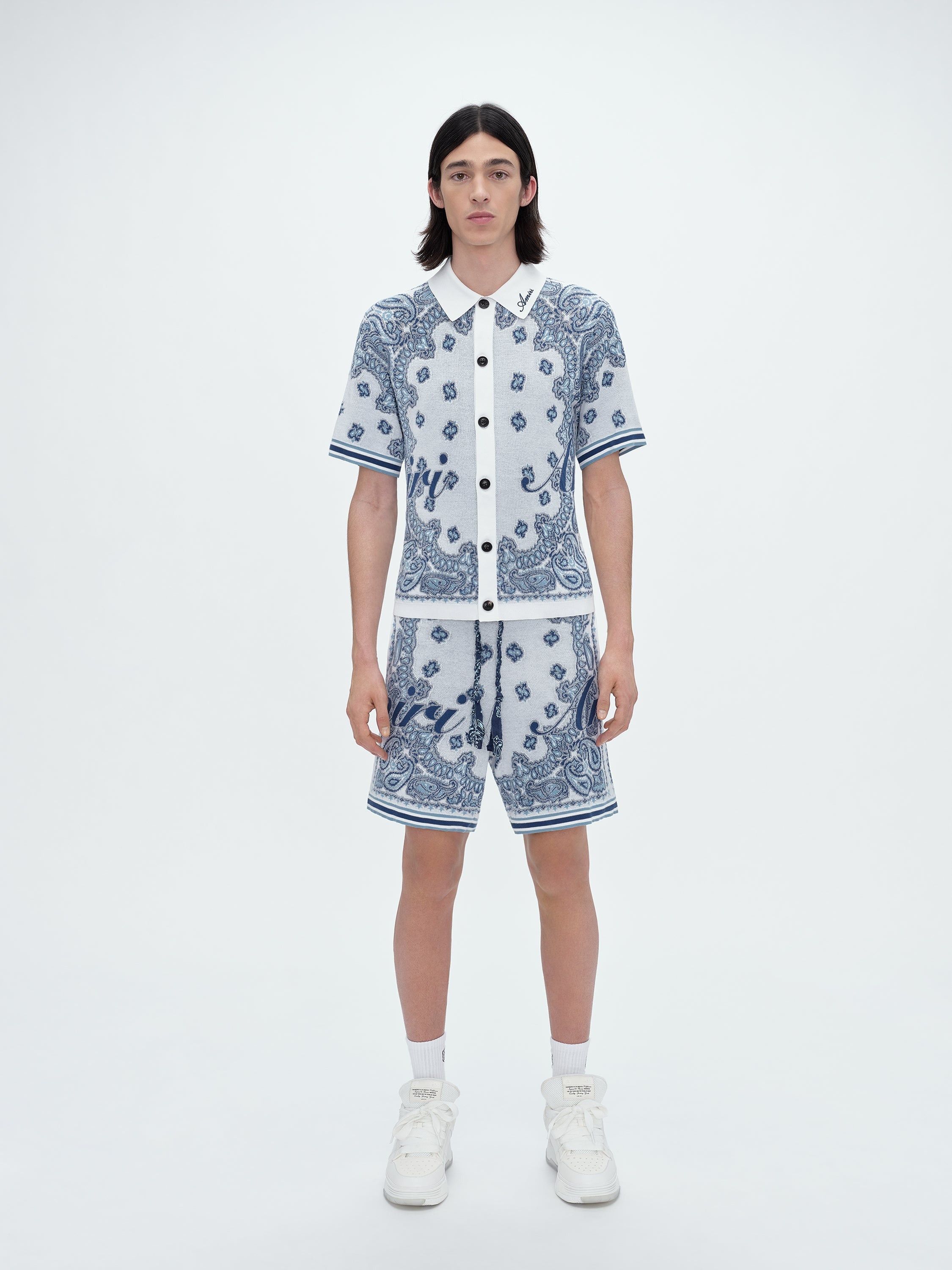 Amiri oc11z0625 Bandana Polo Shirt in Blue/White Size US L / EU 52-54 / 3 - 2 Thumbnail