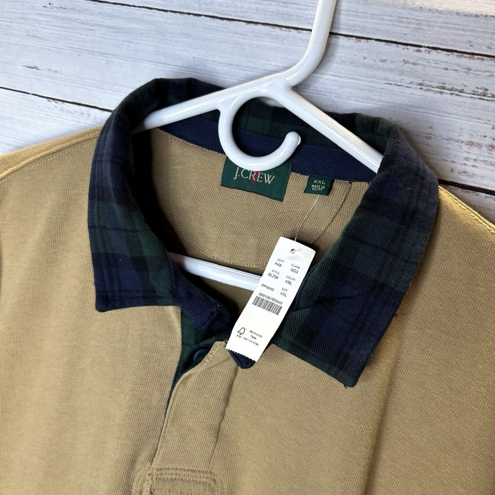 J.Crew New J Crew Oarsman Tartan Collar Long Sleeve Rugby Shirt Padded Elbows Men’s 2XL Size US XXL / EU 58 / 5 - 3 Thumbnail